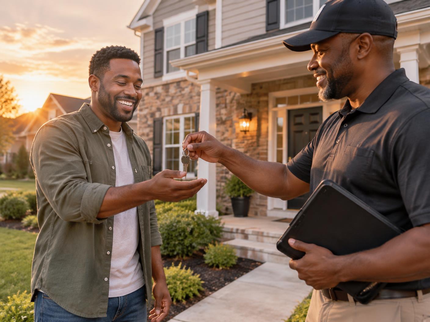 Black homebuyer receiving keys after a confident Polaris inspection